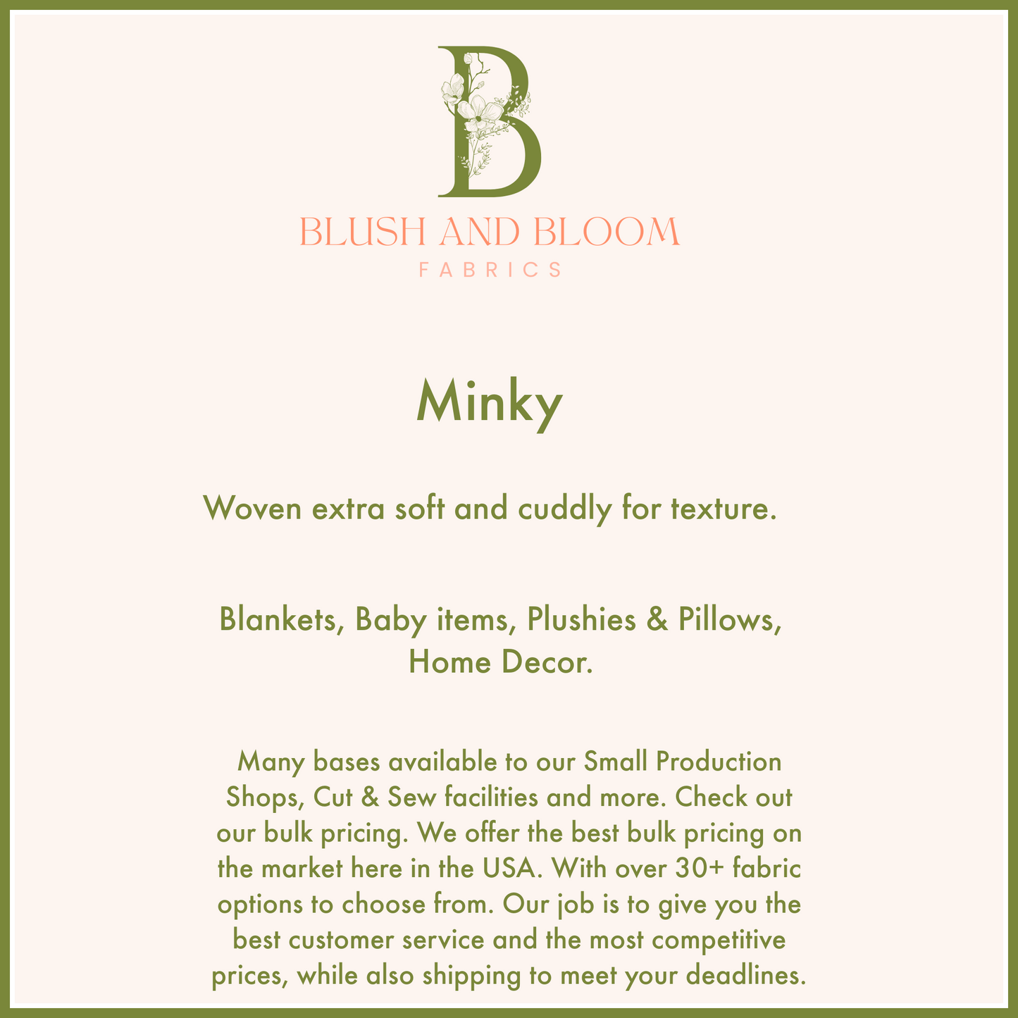 Minky Fabric Wholesale, Large Production Fabric Printing, Custom Fabric Bulk Pricing 10+ Yards