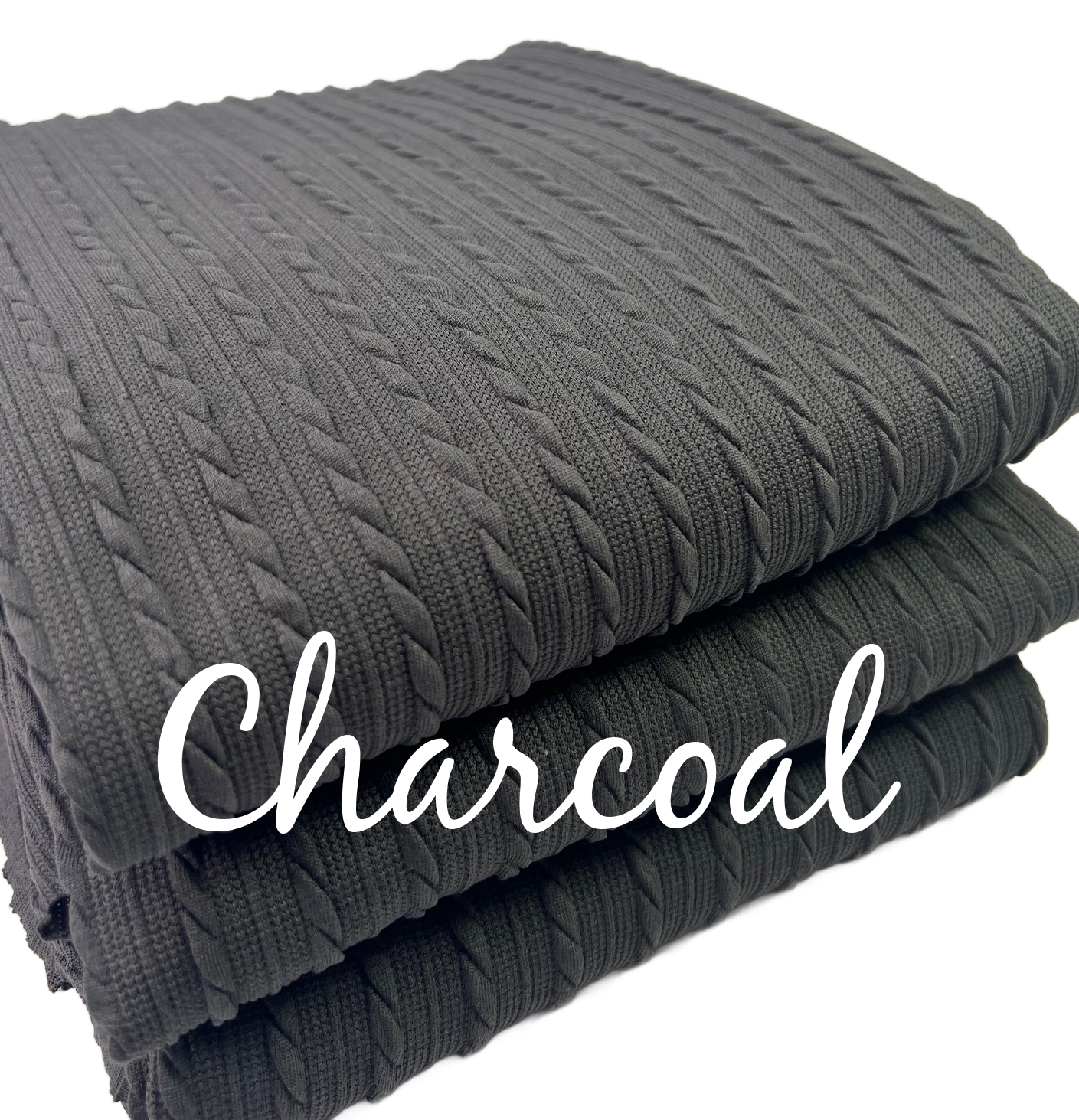 Charcoal Cable Rib Knit Fabric
