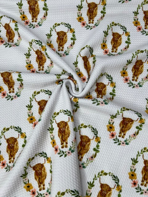 Cate & Rainn Charlotte Highland Cow Wreath Bullet Fabric