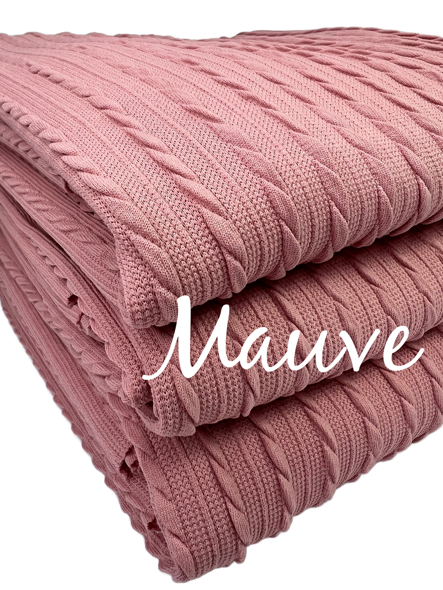 Mauve Cable Rib Knit Fabric