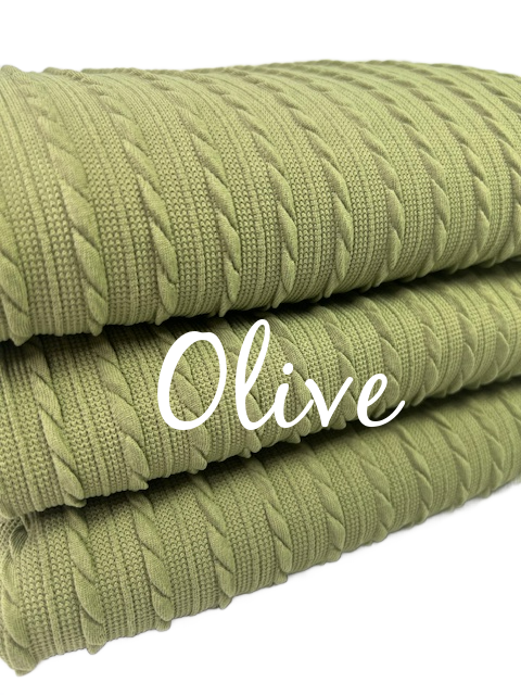 Olive Cable Rib Knit Fabric