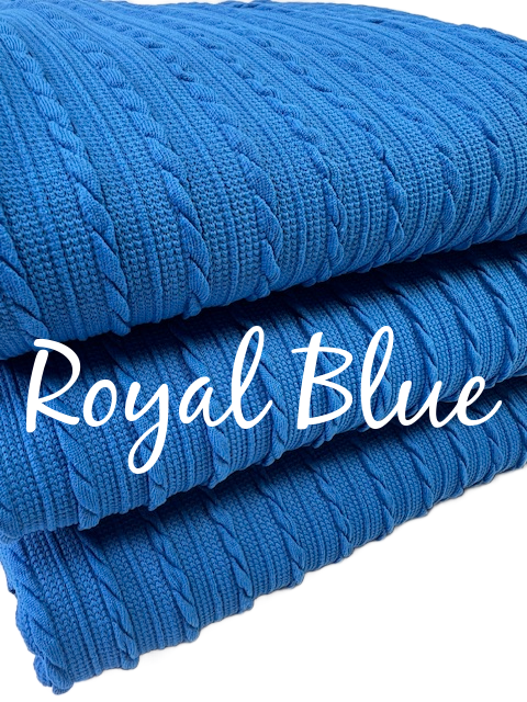 Royal Blue Cable Rib Knit Fabric