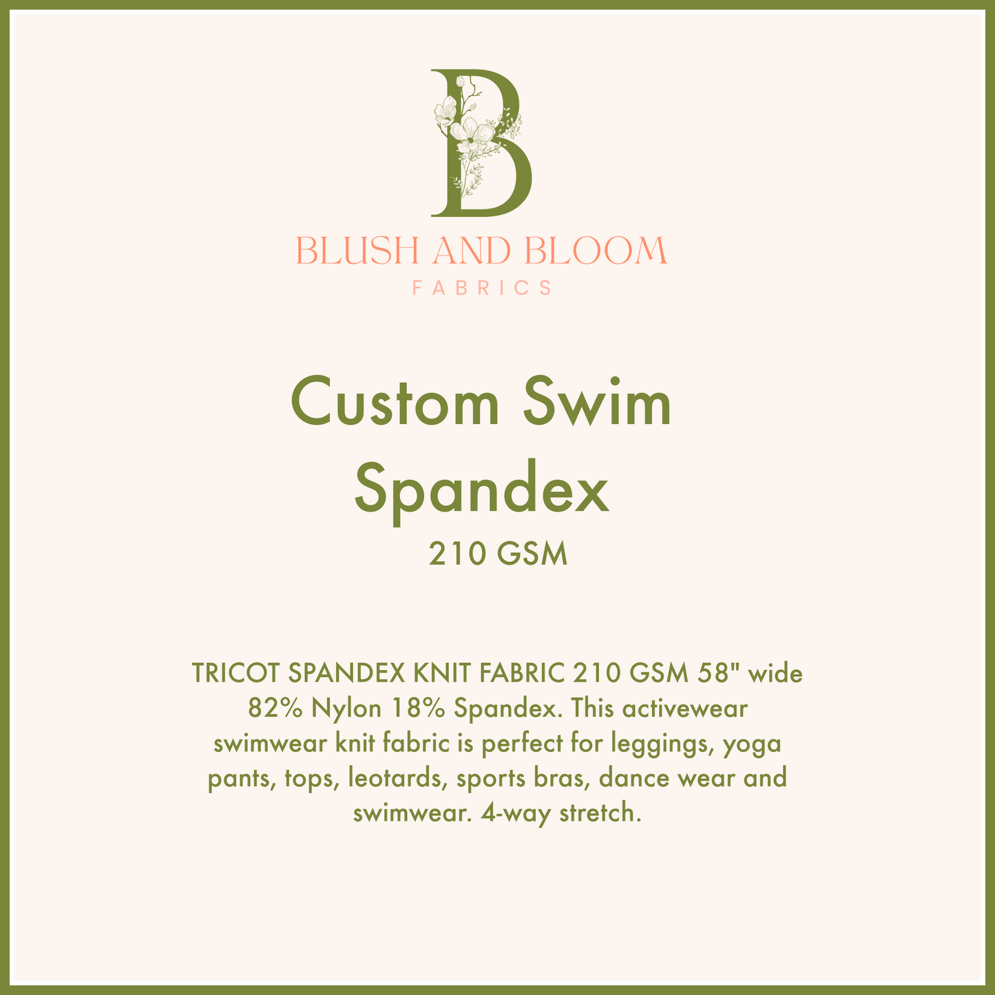 Custom Swim Spandex Lightweight 210 GSM