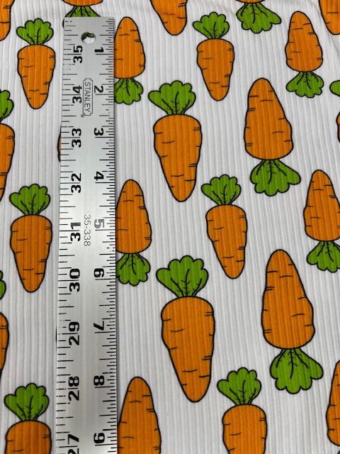Whimsical Carrots Rib Knit Fabric
