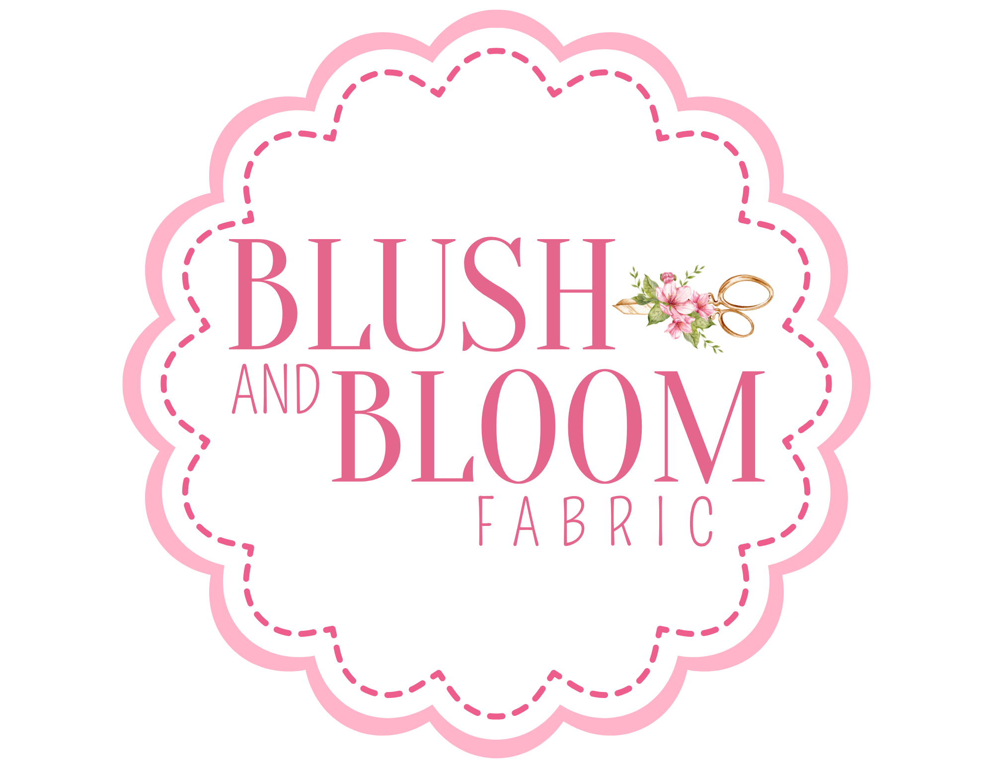 Blush and Bloom Fabric scalloped badge logo