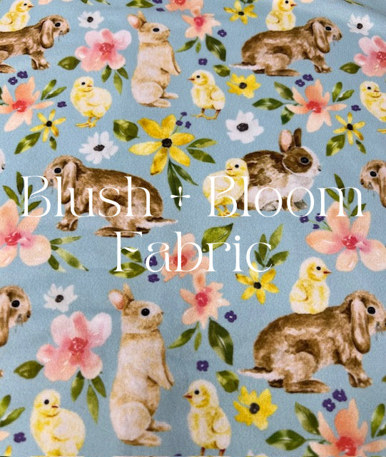 Cate & Rainn Bunny Burrow, Bunnies & Chicks Blue DBP Fabric