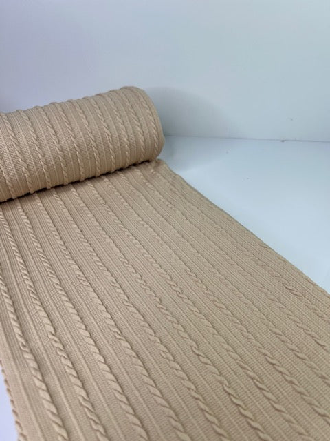 Oatmeal Cable Rib Knit Fabric