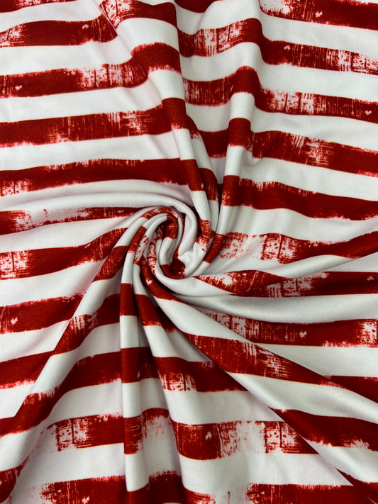 USA Distressed Red & White Stripe DBP Fabric, Super Soft & Stretchy DBP Fabrics