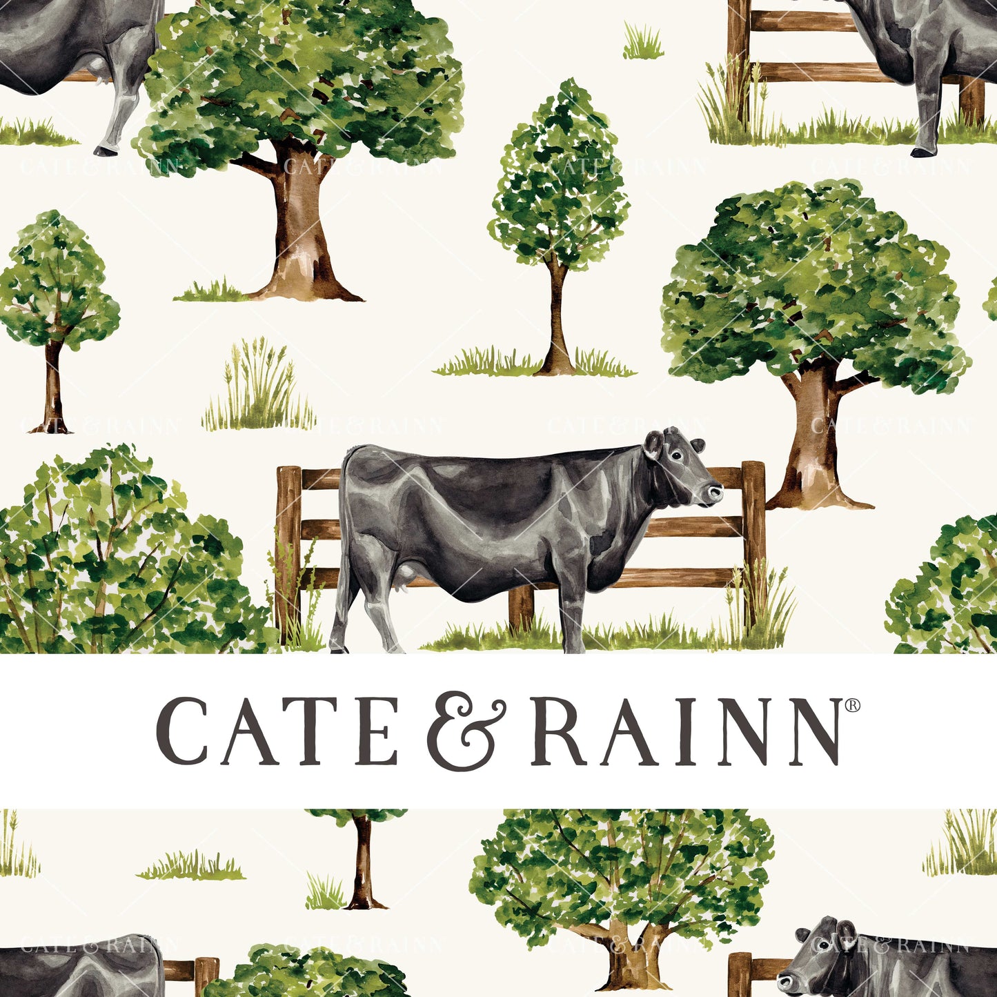 Cate & Rainn Farm & Meadow Countryside Black Angus Cow
