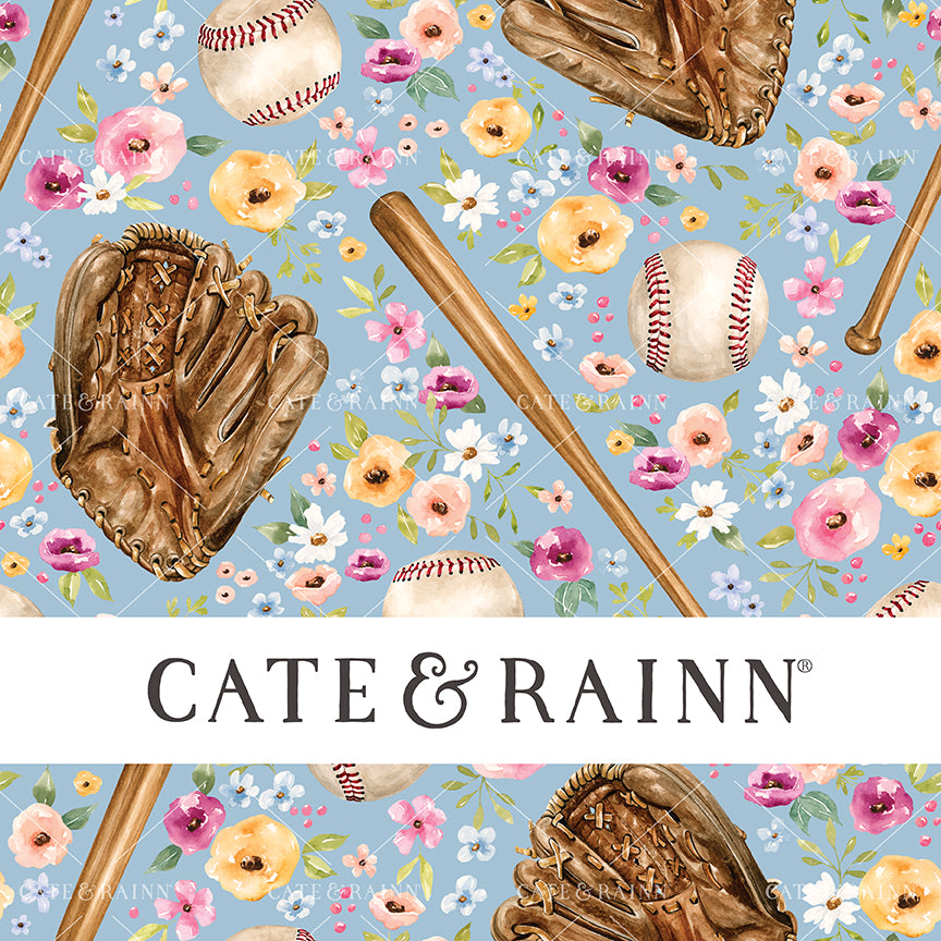 Cate & Rainn Melody Baseball Game Floral Blue