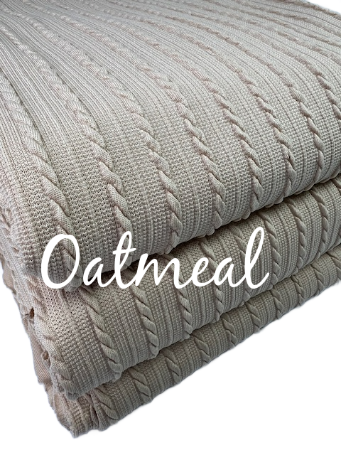 Oatmeal Cable Rib Knit Fabric
