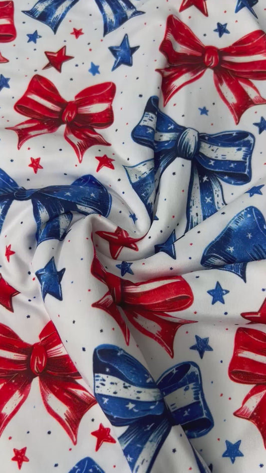 USA Coquette Bows DBP Fabric, Super Soft & Stretchy DBP Fabrics
